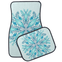 Floral Mandala - Turquoise Blue Boho Snowflake