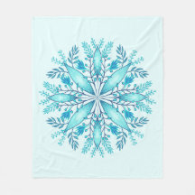 Floral Mandala - Turquoise Blue Boho Snowflake