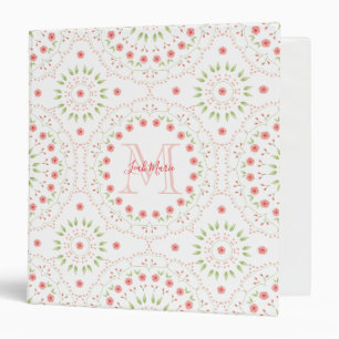 Floral Mandala Vintage Botanical Script 3 Ring Binder