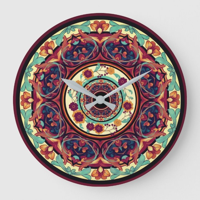 Floral Mandala Wall Clock (Front)