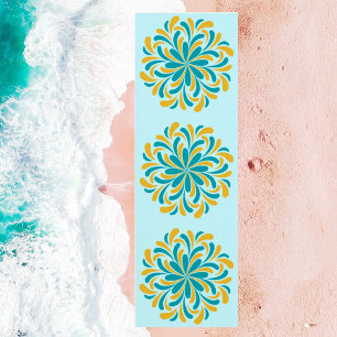 Floral Mandala Yellow Teal Yoga Mat