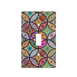 Floral mandalas creative circles art pattern light switch cover