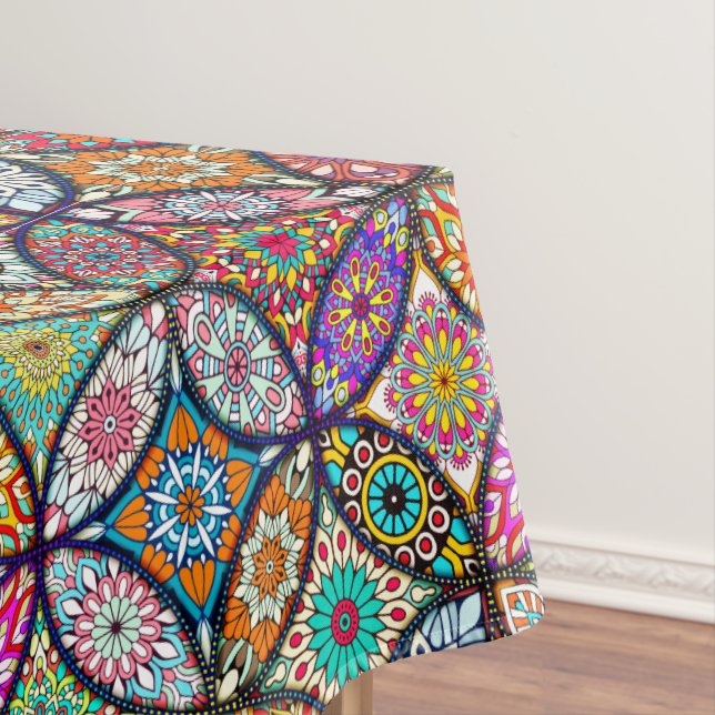 Floral mandalas creative circles art pattern tablecloth (In Situ)