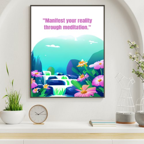 floral manifest your reality through meditation  poster