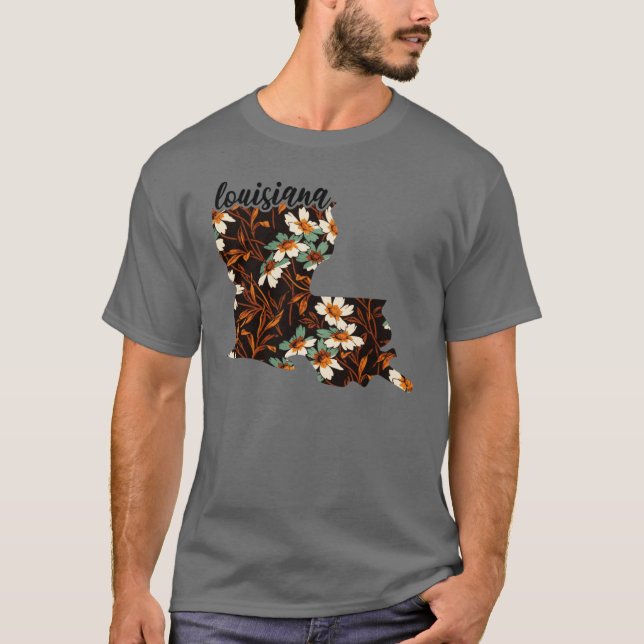 Floral Map of USA States Map of T-Shirt (Front)