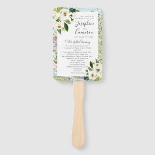 Floral Map Travel Theme Wedding Ceremony Program Hand Fan