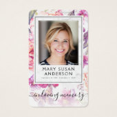 Floral Marble Photo Funeral Memorial Poem Card (Front)