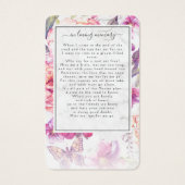Floral Marble Photo Funeral Memorial Poem Card (Back)