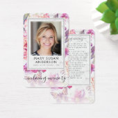 Floral Marble Photo Funeral Memorial Poem Card (Desk)