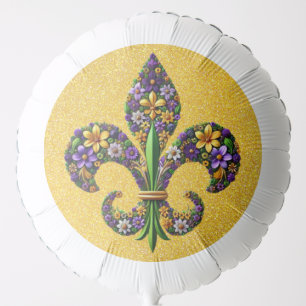 Floral Mardi Gras fleur de lis Balloon