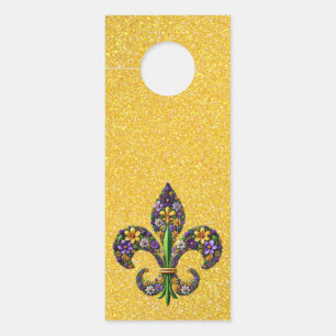 Floral Mardi Gras fleur de lis Door Hanger