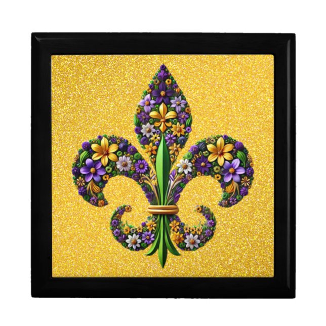 Floral Mardi Gras fleur de lis Gift Box (Front)