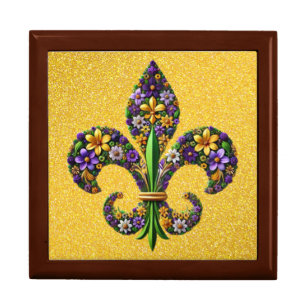 Floral Mardi Gras fleur de lis Gift Box