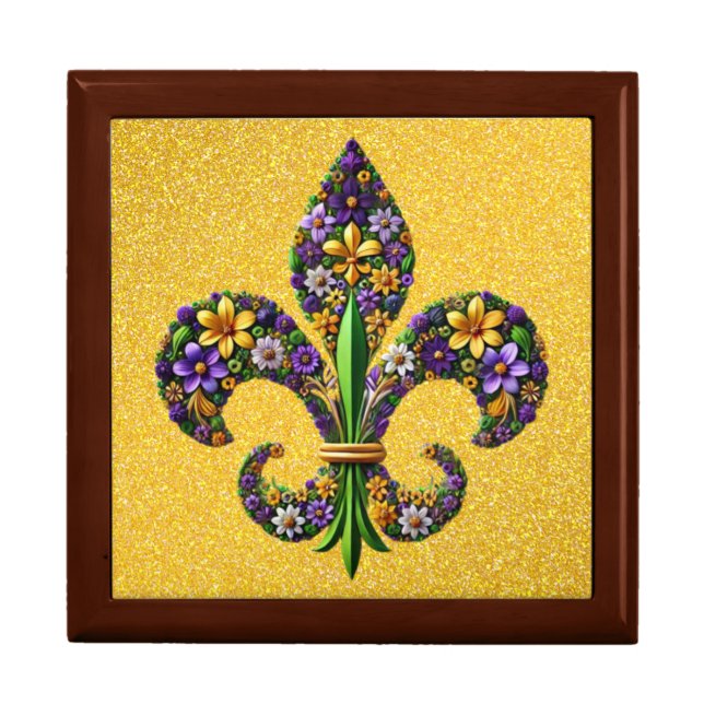 Floral Mardi Gras fleur de lis Gift Box (Front)