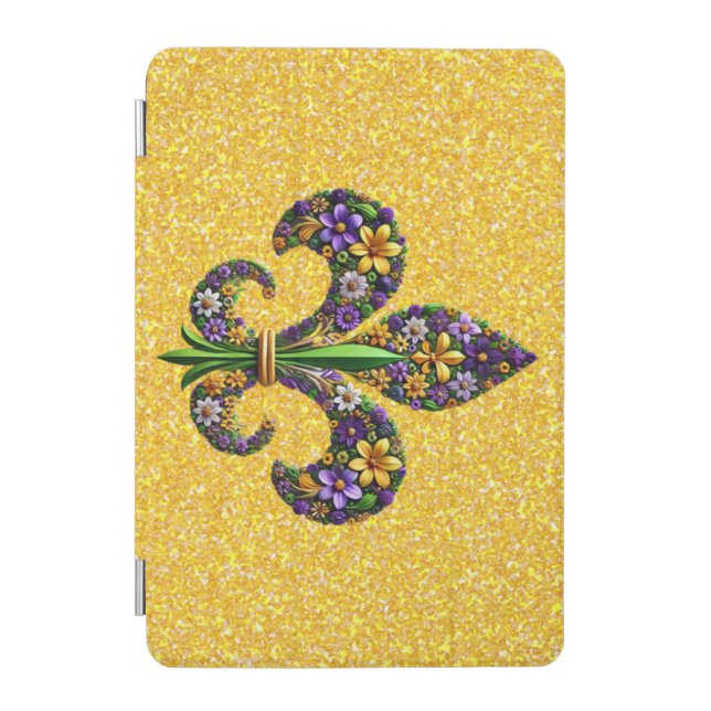 Floral Mardi Gras fleur de lis iPad Mini Cover (Front)