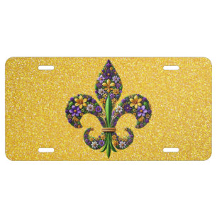 Floral Mardi Gras fleur de lis License Plate