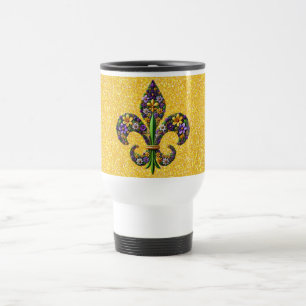 Floral Mardi Gras fleur de lis Travel Mug