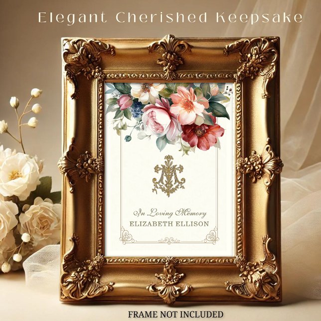 Floral Marian Cross  Funeral Prayer Card (Creator Uploaded)