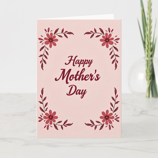 Floral Maroon Celebration Card (Front)