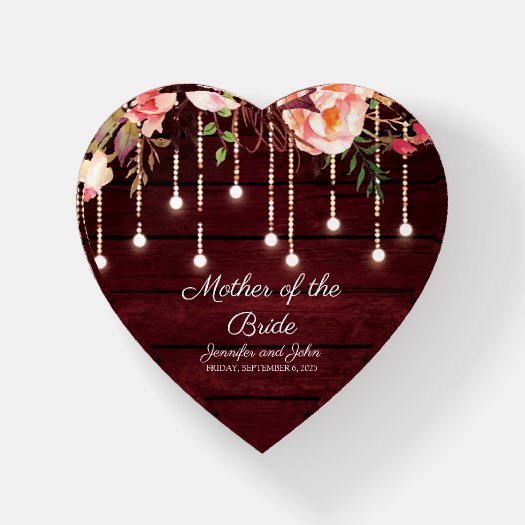 Floral Maroon Wooden Rustic Mother of the Bride