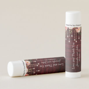 Floral Maroon Wooden Rustic Wedding favors Lip Balm