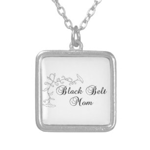 Floral Martial Arts Black Belt Mom Necklace