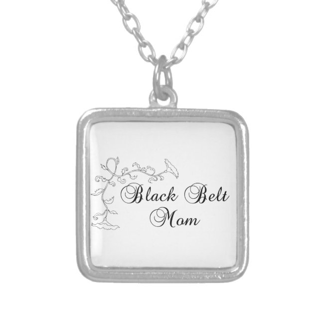 Floral Martial Arts Black Belt Mom Necklace (Front)