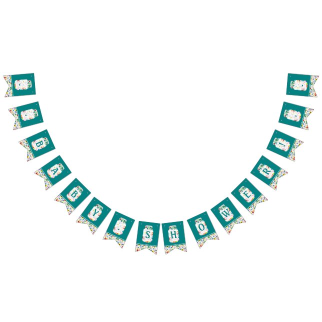 Floral Mason Jar Baby Shower Bunting Flags (All)