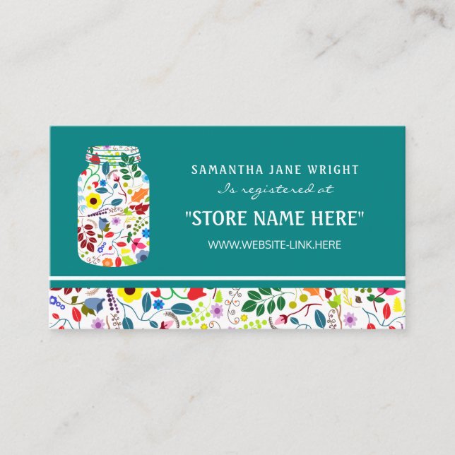 Floral Mason Jar Baby Shower Gift Registry Enclosure Card (Front)
