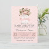 Floral Mason Jar Baby Shower Invitation (Standing Front)