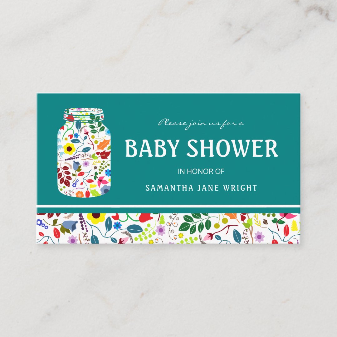 Floral Mason Jar Baby Shower Invitation Zazzle