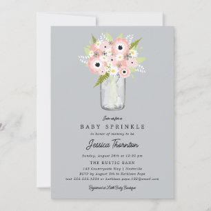 Floral Mason Jar Baby Shower Invitation