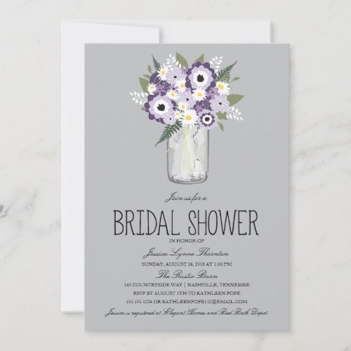 Floral Mason Jar Bridal Shower Invites