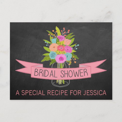 Floral Mason Jar Bridal Shower Recipe Cards