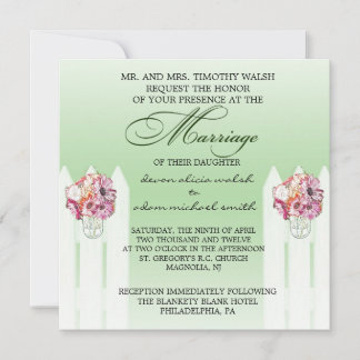 Floral Mason Jar Marriage Invitation