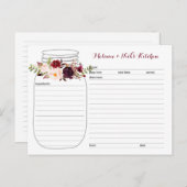 Floral Mason Jar Recipe Cards (Front/Back)
