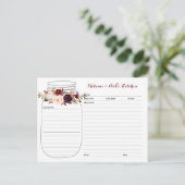 Floral Mason Jar Recipe Cards (Standing Front)