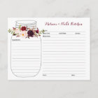 Floral Mason Jar Recipe Cards