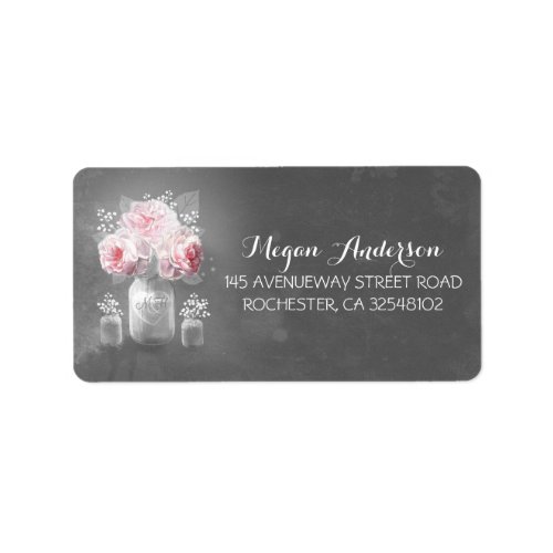 Floral Mason Jar Rustic Chalkboard Wedding Label