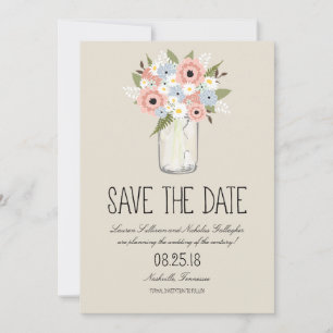 Floral Mason Jar Save the Date