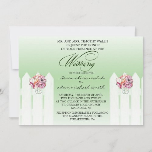 Floral Mason Jar Wedding Invitation