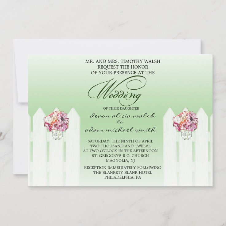 Floral Mason Jar Wedding Invitation | Zazzle