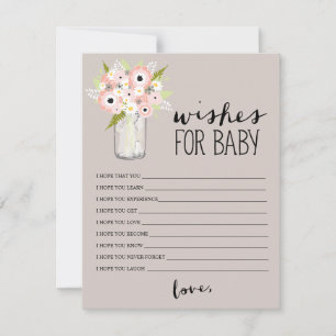 Floral Mason Jar   Wishes for Baby Advice Card