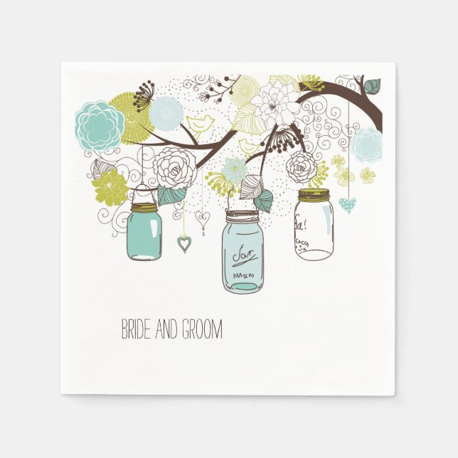 Floral Mason Jars Napkins (Front)