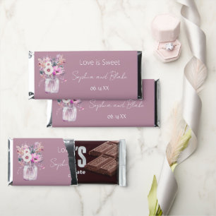 Floral Mason Jars Pink Wedding Favors Hershey Bar Favors