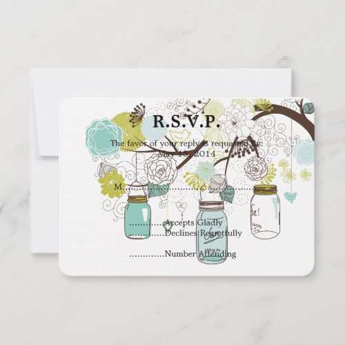 Floral Mason Jars  Wedding RSVP