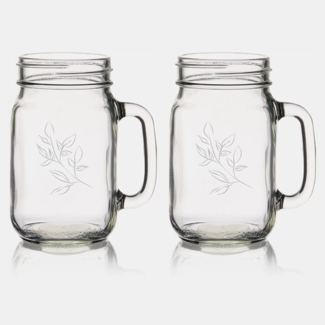 Floral Mason Mugs Mason Jar W/ Handle (Glassware)