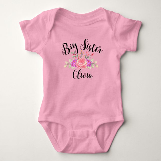 Floral Matching big sister little sis  Baby Bodysuit (Front)
