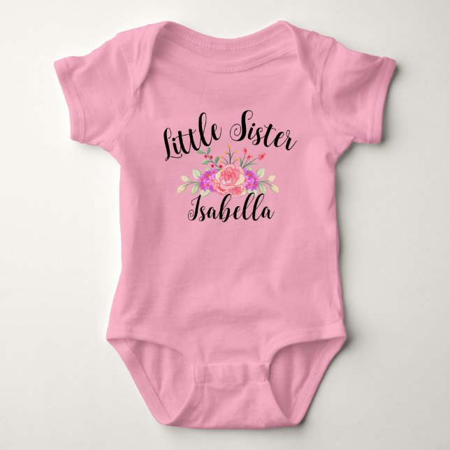Floral Matching big sister little sis  Baby Bodysuit (Front)