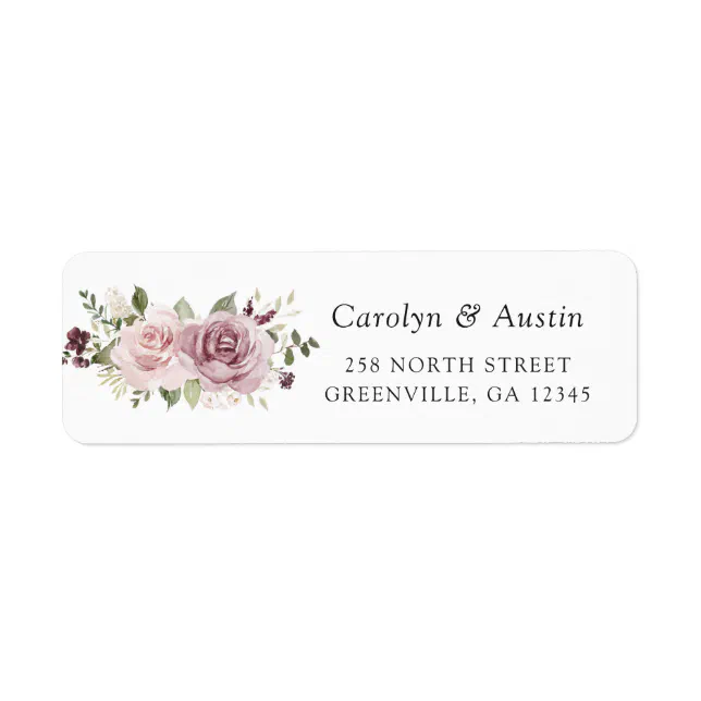 Floral Mauve Blush Greenery Return Address Label | Zazzle